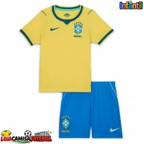 Camisa de Futebol Brasil Equipamento Principal Infantil Mundo 2026 Manga Curta (+ Calças curtas)